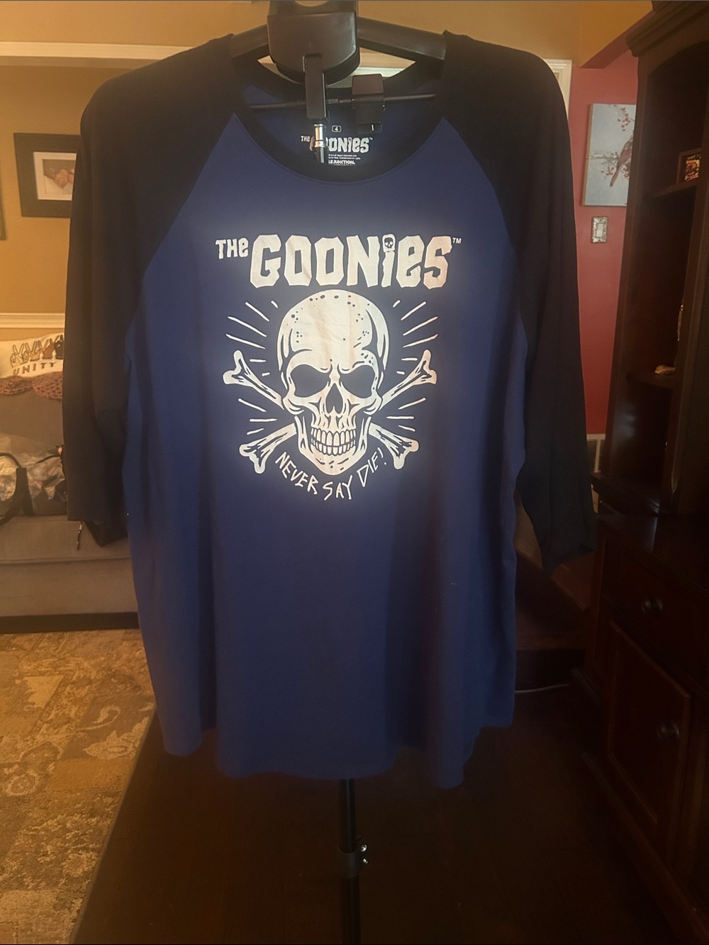 Ripple Junction Kids Navy & Black The Goonies Skull Raglan Tee